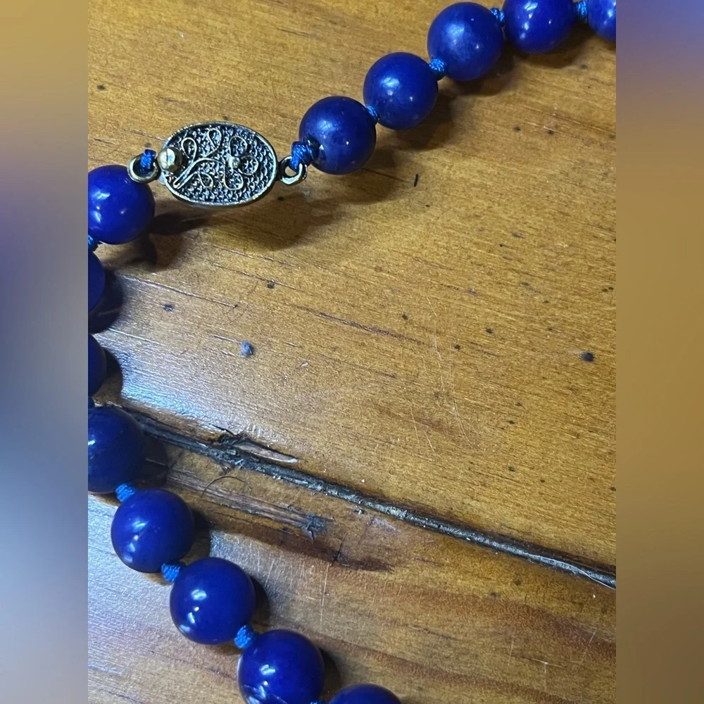 Lapis Lazuli Beaded Necklace with Pendant